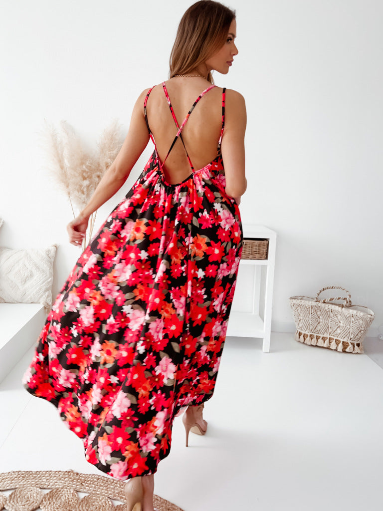 Capiz Printed Cowl Neck Midi Slip Dress Ins Street