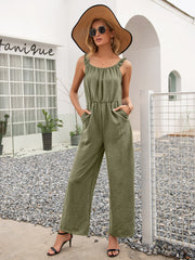 Brenna Pocketed Jumpsuit - Olive Ins Street