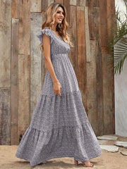 Tassajara Striped Ruffle Maxi Dress HEM-001