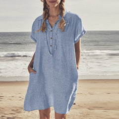 Dowling Cotton + Tencel Pocketed Chambray Shirt Dress Ins Street