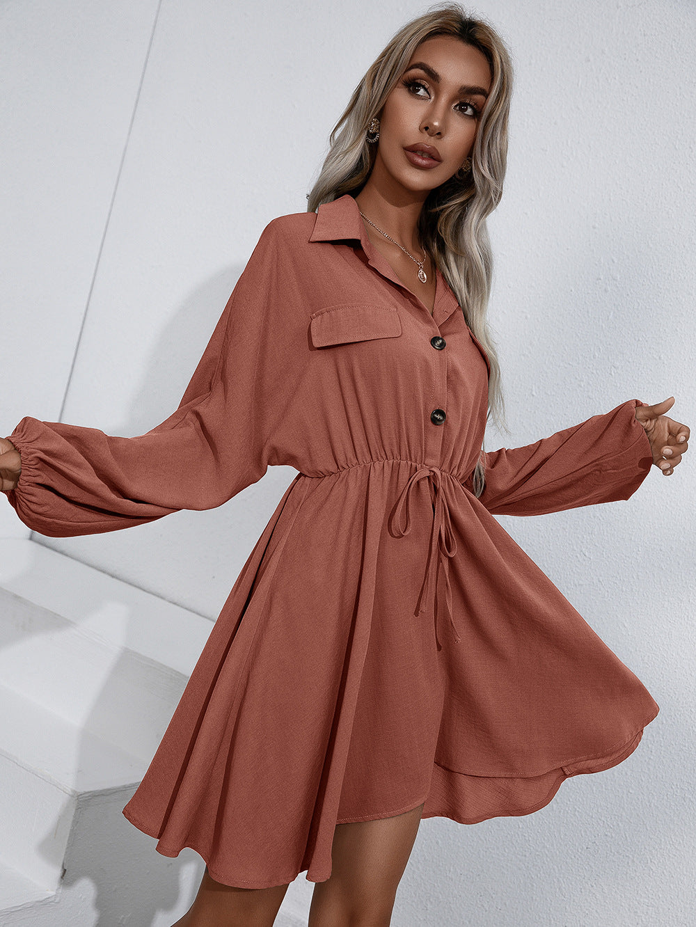 Remy Cotton Pocketed Shirt Dress - Wine - FINAL SALE Ins Street