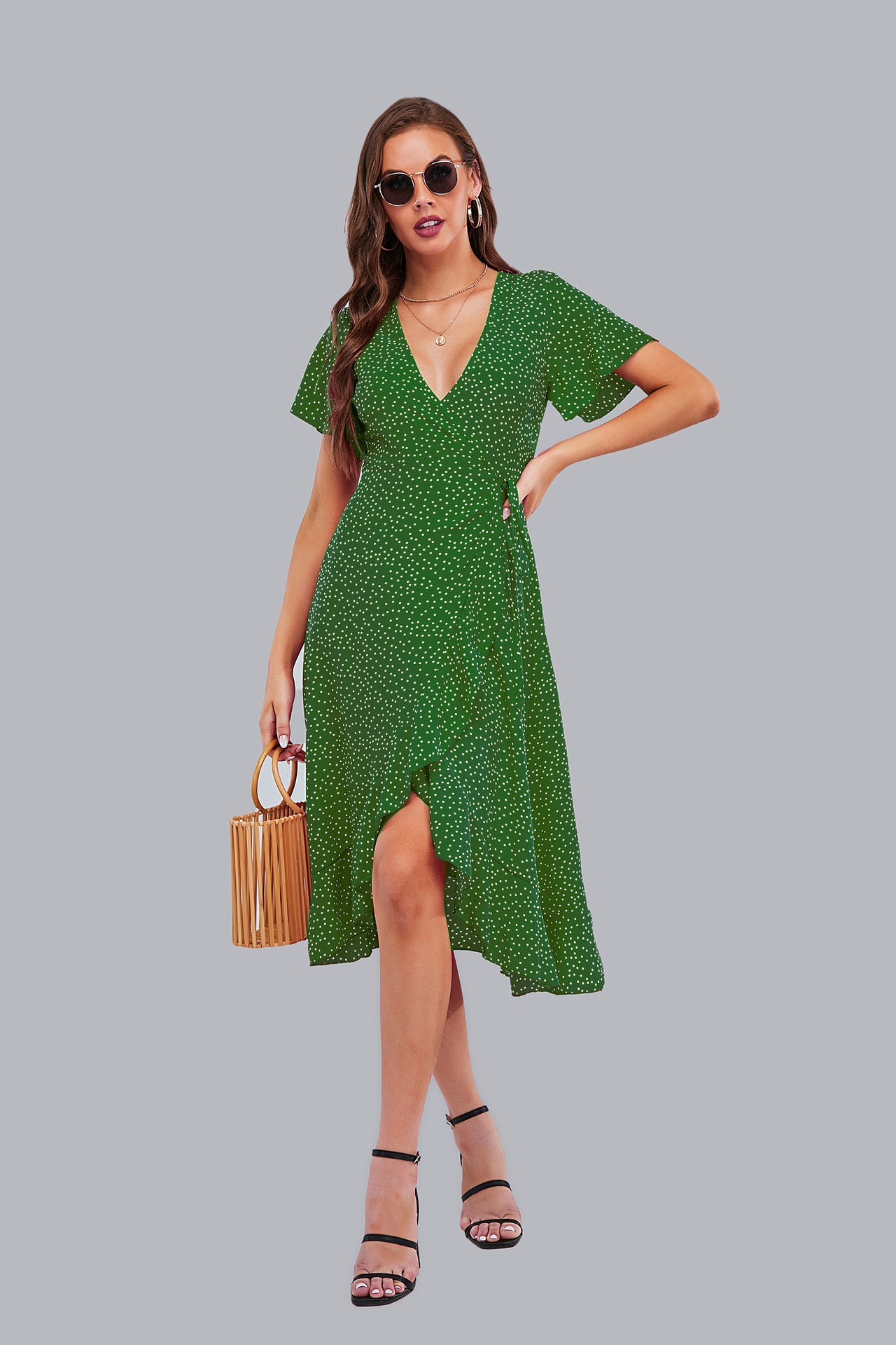 Rejoice Metallic Detailed Wrap Maxi Dress - Green - FINAL SALE Ins Street