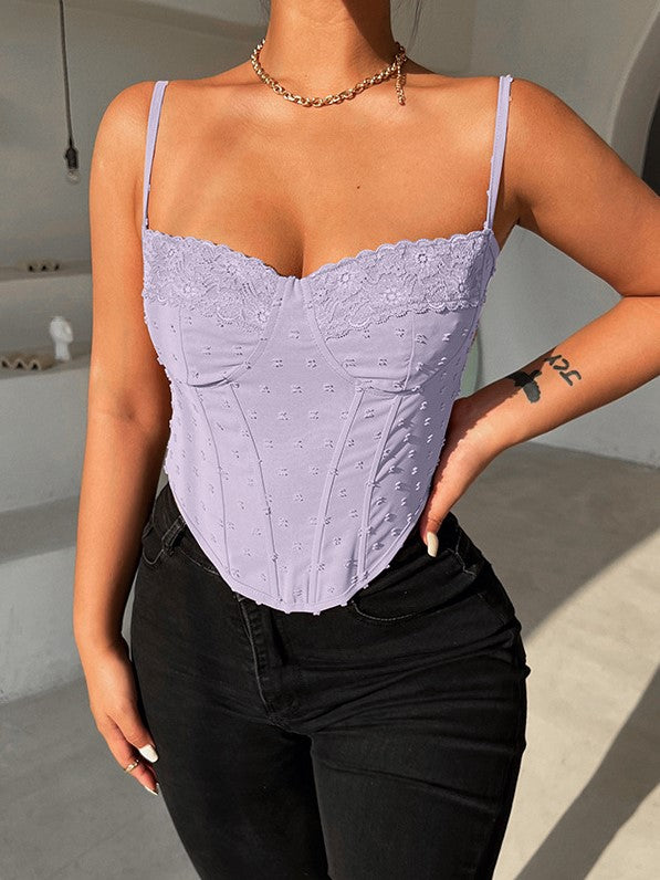 Solid Color Sling Top Temperament Corset Tie Vest 2023-03-14 InsStreet