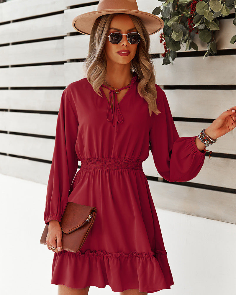 Nathalia Satin Ruffle Dress - Magenta Ins Street