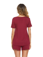 Solid Color Short Sleeve Top & Shorts Home Suit 2023-03-14 InsStreet