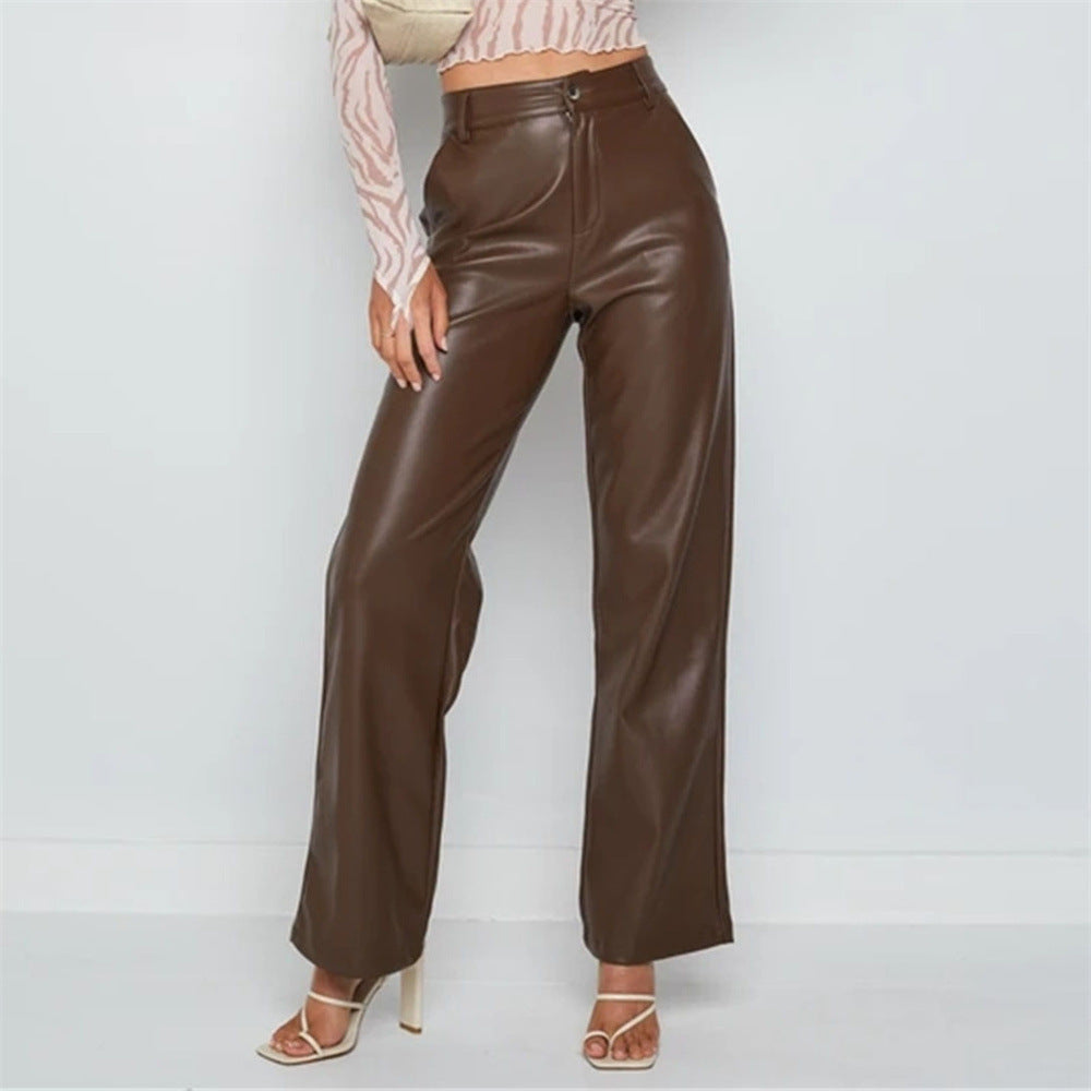 Austen High Rise Faux Leather Pants - Cinnamon - FINAL SALE InsStreet