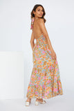 Love Games Printed Backless Halter Maxi Dress Ins Street