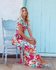 Dear Heart Floral Bardot Wrap Maxi Dress OLIV-001