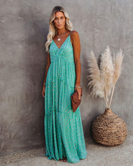 Odessa Metallic Detailed Maxi Dress - Teal Ins Street