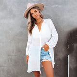 Noland Button Down Cover-Up Dress - Off White Ins Street