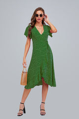 Rejoice Metallic Detailed Wrap Maxi Dress - Green - FINAL SALE Ins Street