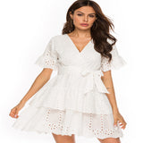 Calliope Cotton Eyelet Wrap Dress - Off White Ins Street