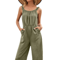 Brenna Pocketed Jumpsuit - Olive Ins Street