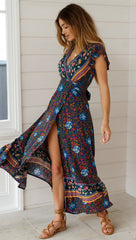 Tribute Printed Wrap Maxi Dress OLIV-001