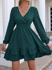 Samar Satin Embossed Cowl Neck Dress - Hunter Green ACOA-001