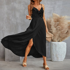 Evanne Pocketed Halter Maxi Dress - Black Ins Street