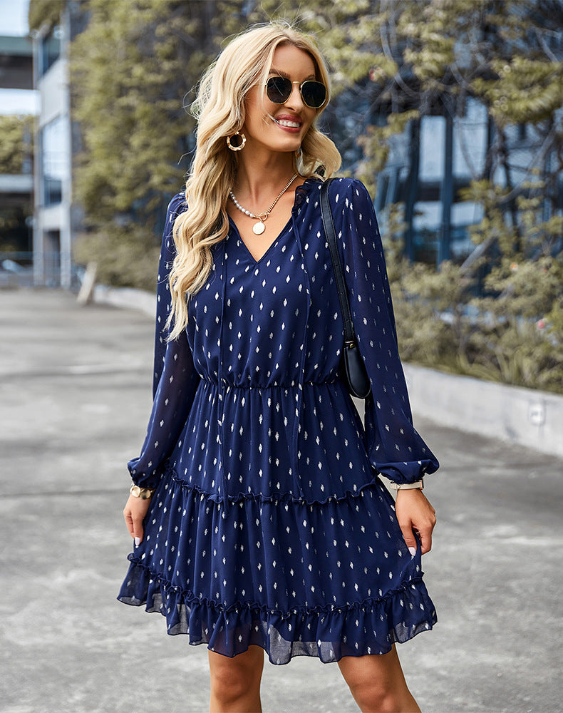 Viera Polka Dot Pleated Romper - Navy Ins Street