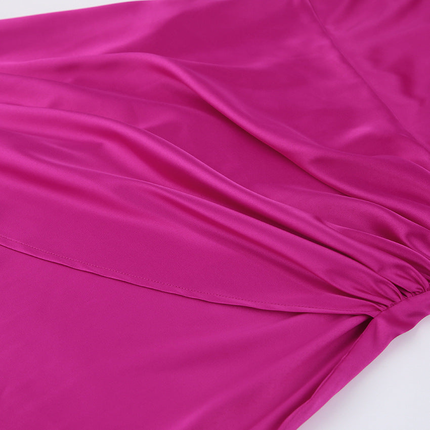 Esther Satin Drape Midi Dress - Magenta - FINAL SALE Ins Street