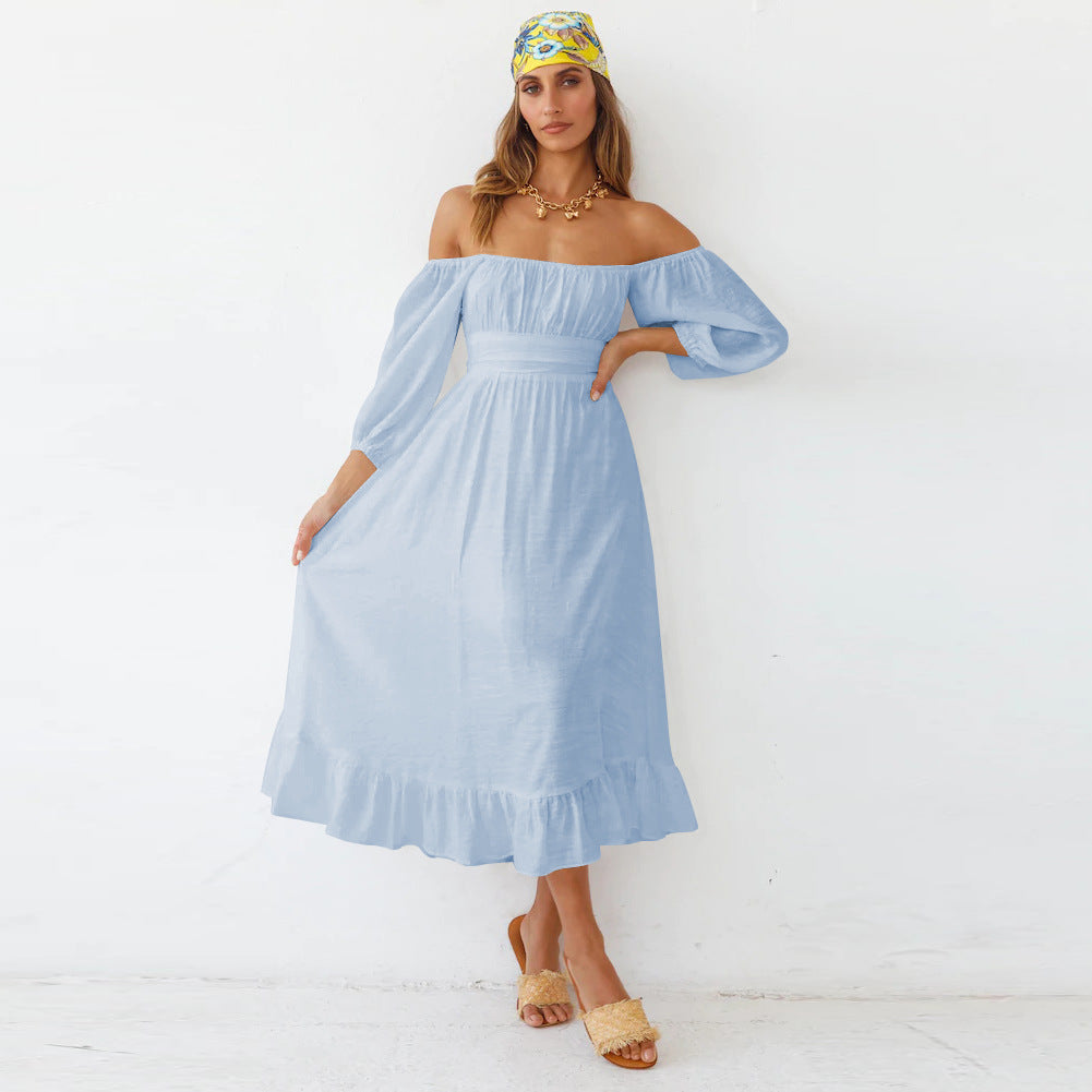 Samantha Puff Sleeve Midi Dress - French Blue Ins Street