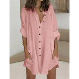Kennedy Cotton Pocketed Button Down Tunic - Rose Dust Ins Street