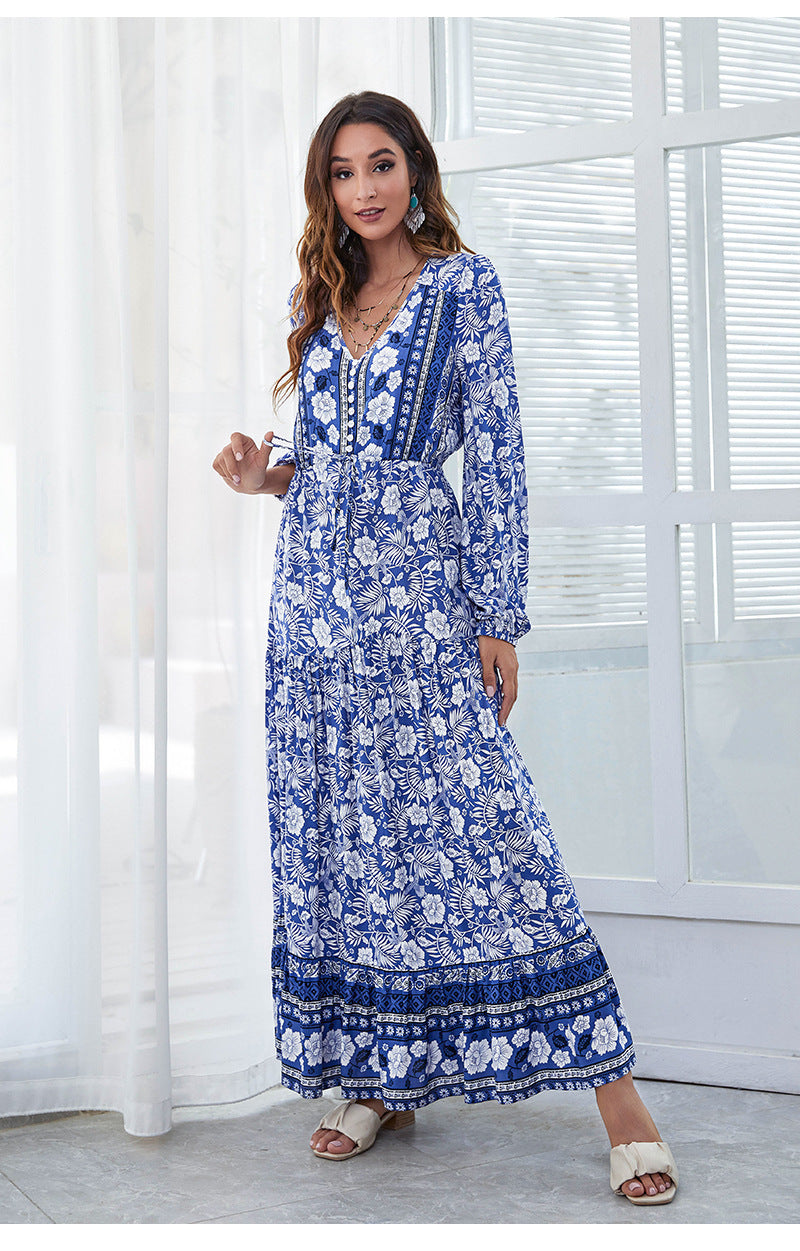 Santorini Printed Boho Maxi Dress DRES-001