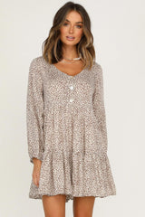 Now Or Never Animal Print Knit Henley Dress Ins Street