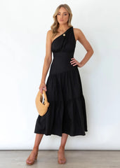 Fall In Love One Shoulder Maxi Dress - Black Ins Street