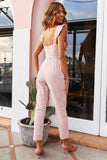 Solid Sling Belt Jumpsuit - Pink Ins Street