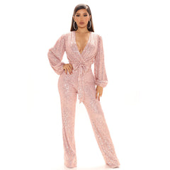 Eissa Sequin Drape Jumpsuit - Rose Gold Ins Street