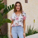 Controlled Chaos Short Sleeve Floral Blouse - Ivory
