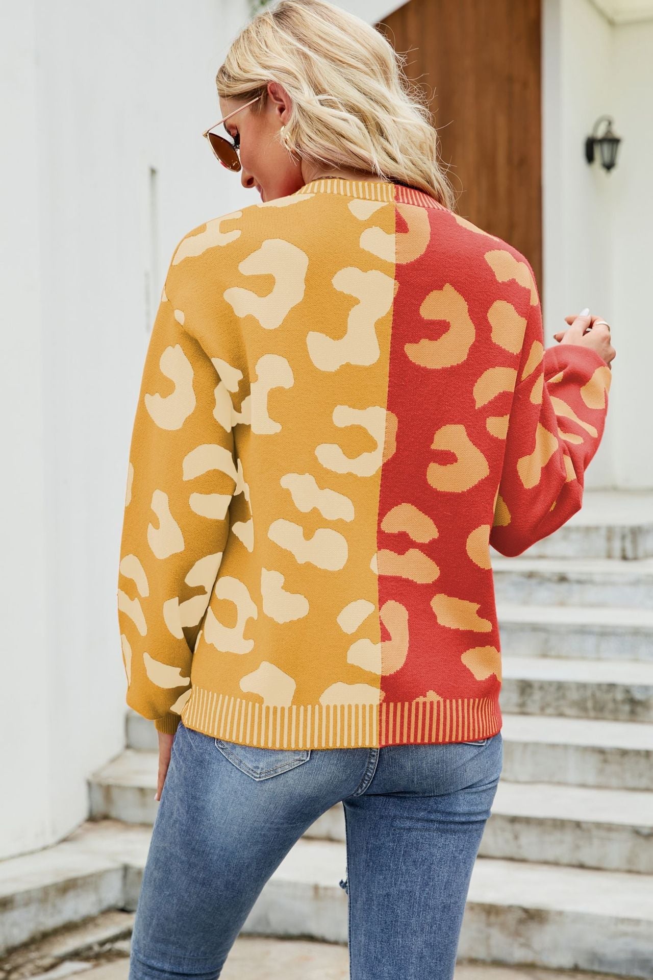 Leopard Print Button Down Dropped Shoulder Cardigan Ins Street