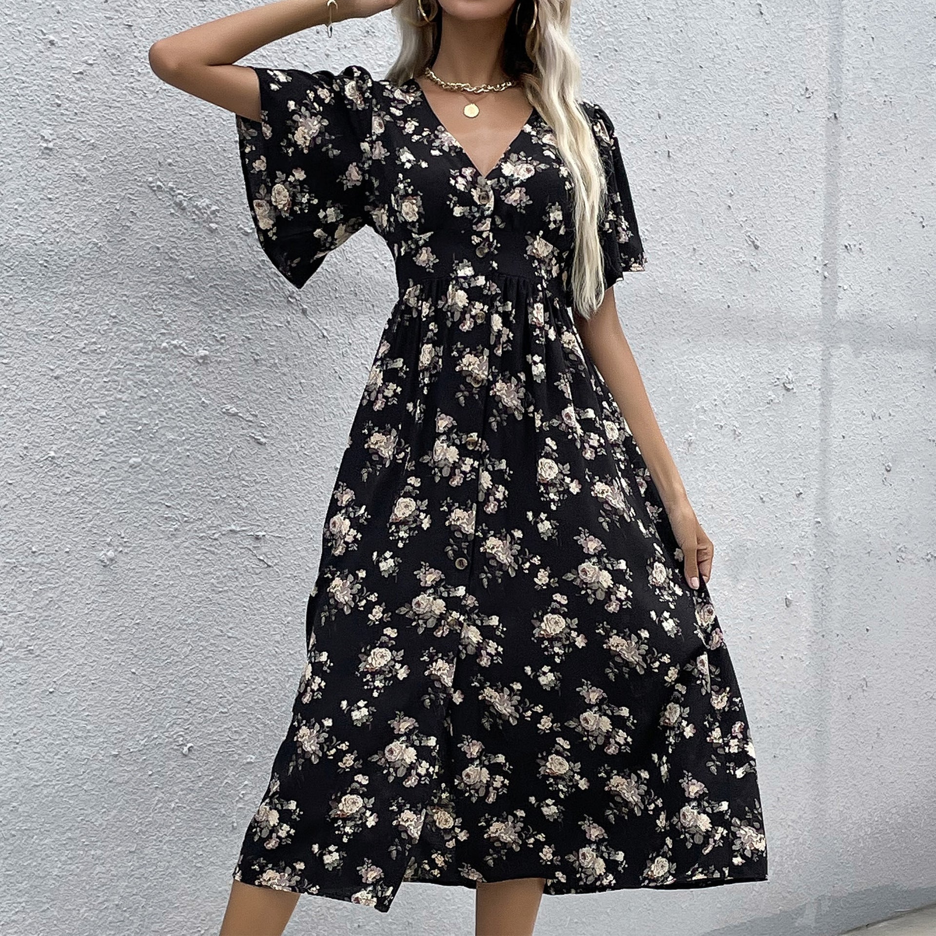 Lowena Floral Kimono Maxi Dress Ins Street