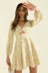 Inner Sunset Floral Smocked Cutout Dress - Sage Ins Street