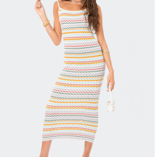 Campbell Striped Knit Maxi Dress Ins Street