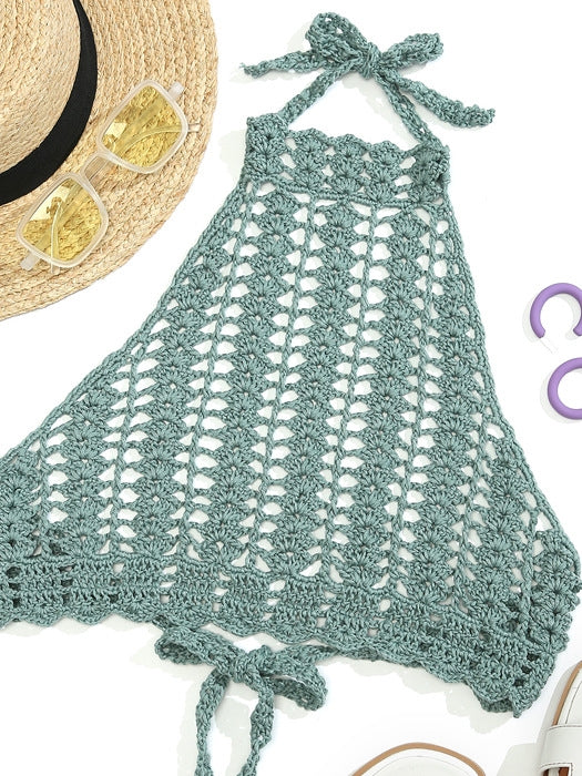 Tie Back Crochet Halter Cover Up Top 2023-03-14 InsStreet