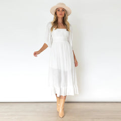 Katelyn Puff Sleeve Midi Dress Ins Street