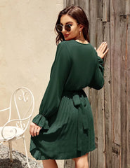 Slow Dance Satin Wrap Dress - Hunter Green Ins Street