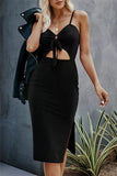 PREORDER - Rita Cotton Cutout Halter Midi Dress - Black Ins Street
