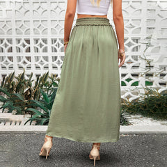 Huma Cotton Smocked Tassel Maxi Skirt - Sage - FINAL SALE Ins Street