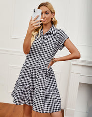 Dooley Plaid Button Down Babydoll Dress Ins Street