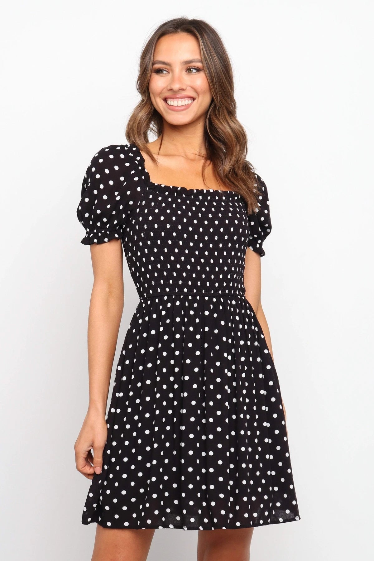 Dawn Polka Dot Puff Sleeve Babydoll Dress - FINAL SALE DEE-001