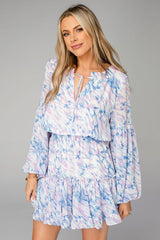 Rosaline Paisley Button Down Ruffle Dress - Blue Ins Street