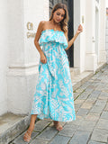 Rosha Printed Strapless Tie Maxi Dress - Royal Blue Ins Street