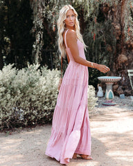 Sunshower Cotton Tiered Maxi Dress - Dusty Rose Ins Street