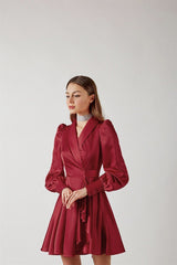 Meet And Greet Satin Drape Dress - Wine Ins Street