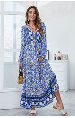 Santorini Printed Boho Maxi Dress DRES-001