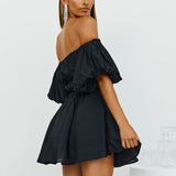 Tess Off The Shoulder Puff Sleeve Dress - Black TYCH-001