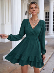 Samar Satin Embossed Cowl Neck Dress - Hunter Green ACOA-001