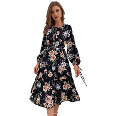 Early Sunset Floral Plisse Midi Dress Ins Street