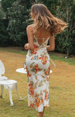 Aloe Vera Floral Slip Maxi Dress - Rose LOVE-003